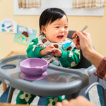 Cosco Kids Canteen High Chair Lightweight Portable Baby Feeding Chair with Adjustable Tray, Easy to Clean, Kitchen or Dining Use, Toddlers Up to 33 lbs, Mono Grey