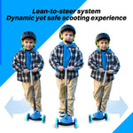 JOVA ZIFFY 3 Wheel Scooter for Kids 3-5, Toddler Kick Scooters with LED Light-Up Wheels for Boys and Girls, 5 Adjustable Height and Lean-to-Steer Design, Support up to 110 lbs, Blue