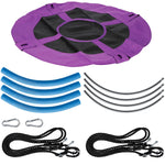 SUPER DEAL Saucer Swing with Stand for Kids Outdoor, 40 inch Swing Set with Heavy Duty Metal A Frame and Adjustable Ropes for Backyard Playground Park, 440lbs Purple