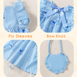 Toddler Girl Dress 2t 3t Girl Clothes Cute Ruffle Tutu Fairy Butterfly Princess Light Blue Dress for Toddler Summer Two Piece Outfit Casual Sundress