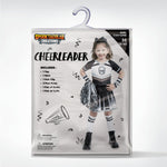 Spooktacular Creations Halloween Cheerleader Costume Girls, Bad Spirit Costume for Kids, Skull Scary Cheerleader Outfit with Accessories for Girls Halloween Parties Role Play, White Black, S