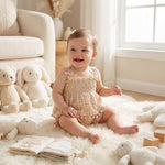 Murnouche 2Pcs Newborn Baby Girl Summer Clothes Sleeveless Floral Top Ribbed Shorts Boho Outfit Set Beige 3-6 Months