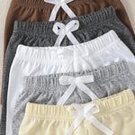 5-Pack Baby Shorts, Soft Cotton Bow Tie Detail Elastic Waist Infant Shorts in 5 Colors
