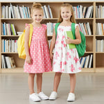 PATPAT 2 Pack Girls Ruffle Sleeve A-Line Dresses, Soft Breathable Spring Summer Sundress Set, Pink Rose Print, 5–6 Years