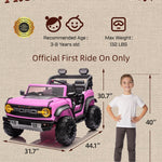 24V Ride on Toys for Big Kids, Licensed Ford Bronco Raptor 2 Seater Ride on Cars with Remote Control, Ride on Truck w/ 4-Wheeler Suspension, 3 Speeds, Led Lights, Bluetooth (24V, Pink)