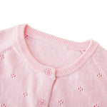 Miccina Baby Girls Cardigan Sweater Infant Toddler Knit Button Up Jacket Newborn Lace Trim Outfit Cotton Tops Pink