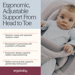 Ergobaby Evolve 3-in-1 Bouncer Seat for Babies and Toddlers 5.5-25lbs - Multi Position Baby Rocker Seat with Adjustable Heights, Secure Harness, Newborn Insert - Oxford Blue