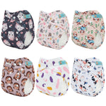 ALVABABY Baby Cloth Diaper 6 Pack with 12 Inserts One Size Cloth Diaper Covers Adjustable Washable Reusable for Baby Girls and Boys