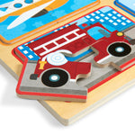 Melissa & Doug Natural Play Wooden Puzzle: Ready, Set, Go (Four 4-Piece Vehicle Puzzles)