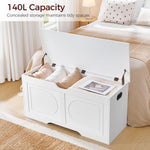 MAHANCRIS Storage Chest, 39.4” Toy Box, Entryway Storage Trunk, Shoe Bench with Storage, Engineered Wood Storage Cabinet with 2 Safety Hinges, Entrance Bench for Living Room, White SCWT2001