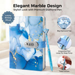 Koogel Diary with Lock for Girls Ages 8-12, A5 Journal with Lock 240 Pages, Kids Locking Secret Diary Writing Journal with Pen, Cute Birthday Gifts Stuff for Teen Tween Girls Age 8 9 10 11 12, Blue