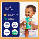 Cerebelly Organic Baby Food Pouches, Carrot Chickpea Purees, 16 Nutrients, No Added Sugar, Fiber & Non-GMO, 4oz, 6 Pack
