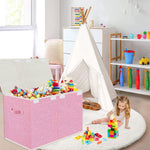 VERONLY Large Collapsible Toy Storage Box with Lid & Handles - Kids Organizer Chest for Toys, Clothes, Blankets (Pink, Nursery, Playroom, Bedroom)-24.5''×13''×16''