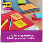 Post-it Super Sticky Notes, 3x3 in, 6 Pads, 2X The Sticking Power, Energy Boost Collection, Bright Colors (Orange, Pink, Blue, Green),Recyclable (654-6SSAU)