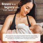 Boppy Side Sleeper Pregnancy Pillow, Gray Falling Leaves, Portable, Supportive Pregnancy Pillows for Sleeping on Your Side, Stay-Put Design with Stretchy Center Panel That Grows with Your Bump