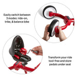 Radio Flyer Triple Play Trike, For Ages 1-3, 3-in-1 Ride-On, Tricycle or Balance Bike, Tool-Free Transformation, Adjustable Padded Seat, Pedal Storage, Ringing Bell, Steel Frame, Tricycle for Toddlers