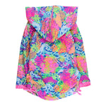 RuffleButts Girls UPF50+ Sun Protective Ruched Quarter-Zip Cover-Up - Neon Ocean Coral, 3-6m