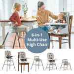 Chicco Stack Hi-Lo 6-in-1 Multi-Use Convertible High Chair, Reclines for Babies and Toddlers, Easy-Clean Baby High Chair Booster Toddler Seat Combo | Sand/Beige