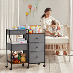 Modanais Baby Diaper Caddy Organizer and Storage Cart - 3 Tier Rolling Cart with Dividers and Drawers, Easy To Assemble, Mobile Utility Cart with Wheels for Nursery, Bedroom, Changing Table & Crib