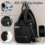 QWREOIA Diaper Bag Backpack for Dad and Mom with USB Charging Port Stroller Straps and Insulated Pocket,army military Travel Nappy Backpack for Daddy/Mommy (Black)
