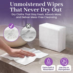Disposable Dry Wipes, 100 Pack – Ultra Soft Non-Moistened Cleansing Cloths for Adults, Incontinence, Baby Care, Makeup Removal – 9.5" x 13.5" - Hospital Grade, Durable – by ProHeal