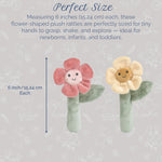 MON AMI Soft Baby Rattle Toy Set of 2 Pcs | 6-Inch Flower Shaped Plush Stuffed Rattle for Newborns | Sensory Development Toy for Infants & Toddlers | Ideal Gift for Baby Showers & Birthdays