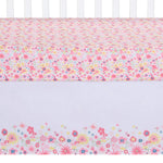 Sammy & Lou Floral Sprinkles 4-Piece Baby Nursery Crib Bedding Set for Girls, Includes Quilt, Fitted Crib Sheet, Crib Skirt, and Plush Toy