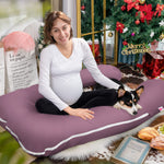 Meiz Pregnancy Pillow,Cooling Silky Pregnancy Pillows for Sleeping,Full Body Maternity Pillow for Pregnant Woman with Cooling Silky Jersey Cover,Dark Purple