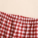 Toddler Baby Boy Girl Gingham Pants Retro Elastic Waist Checkered Plaid Long Pants Casual Sweatpants Bottoms (Wine Red, 9-12 Months)