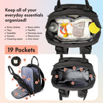 Dikaslon Diaper Bag Backpack with Portable Changing Pad, Pacifier Case and Stroller Straps, Large Unisex Baby Bags for Boys Girls, Multipurpose Travel Back Pack Moms Dads, Black