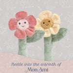 MON AMI Soft Baby Rattle Toy Set of 2 Pcs | 6-Inch Flower Shaped Plush Stuffed Rattle for Newborns | Sensory Development Toy for Infants & Toddlers | Ideal Gift for Baby Showers & Birthdays