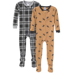 Gerber Baby-Boys 2-Pack Footed Pajamas, Moose, 3-6 Months