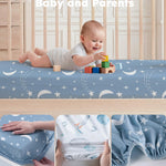 Nyessmee Baby Crib Sheets for Boys and Girls, Fitted Crib Sheets 52" x 28", Soft Breathable Microfiber Sheets for Standard Crib and Toddler Mattress, 2-Pack Blue Rocket