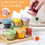 DIMBRAH Baby Food Storage Containers -12pcs, 4oz Reusable Glass Baby Food Jars with Lids–Suitable for Baby and Toddler Foods、Fruit and Vegetable Purees