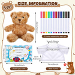 Blueweenly Make Your Own Stuffed Animal Kit Including 9.84 Inches Velvet Animal White T Shirt 12 Colors Pens and Thank You Card DIY Stuffed Plush Gift for Crafts (Brown,Bear)