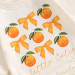 Chloefairy Newborn Baby Girl Bubble Romper Little Cutie Onesie Bowknot Orange Sweatshirt Romper Long Sleeve Oversized Bodysuit (Beige, 12-18 Months)