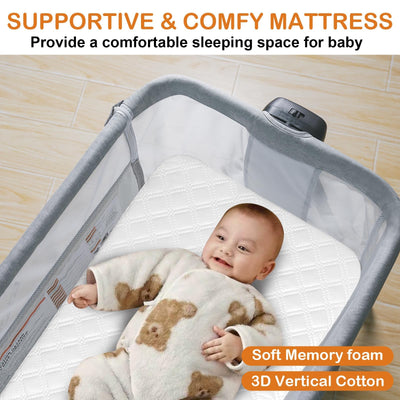 kingobabys 3 in 1 Baby Bassinet,Bedside/Rocking Bassinet for Baby,Bedside Crib with Lockable Wheels,Waterproof Mattress,Adjustable 6 Heights,Portable Bassinets Bedside Sleeper for Newborn Infant