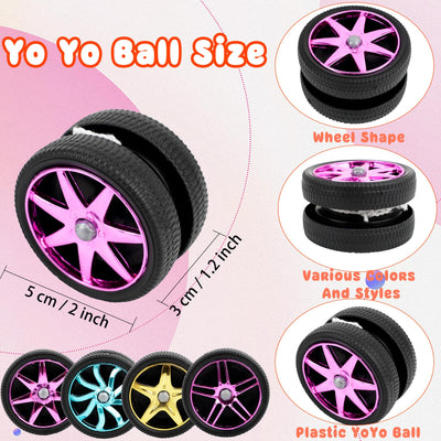 28 Pcs Wheel Yoyos Plastic Yo-Yo Toys Mini Yo Yo in Assorted Colors for Kids Beginners Adults Teens Birthday Racing Party Favors Holiday Stocking Fillers Classroom Prizes