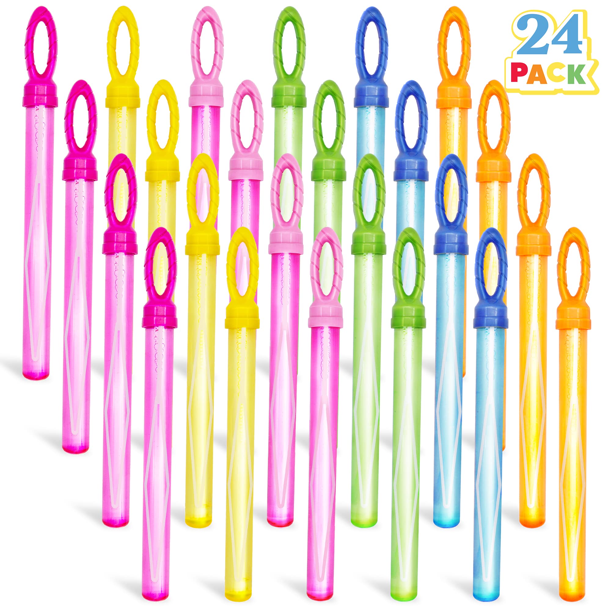 JOYIN 24 Pack 14.6’’ Big Bubble Wands Bulk (2 Dozen) for Summer Toy, Outdoor/Indoor Activity Use, Easter, Bubbles Party Favors Supplies for Kids