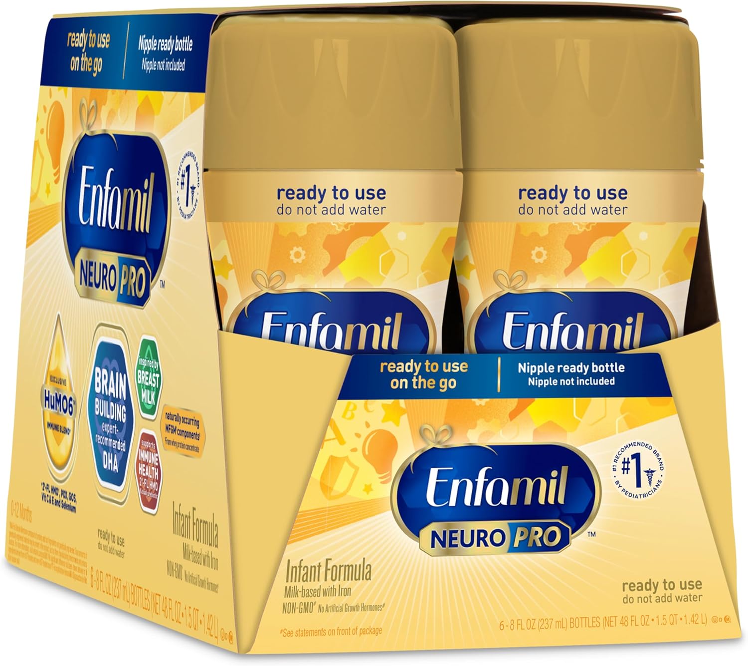 Enfamil NeuroPro Baby Formula, MFGM* 5-Year Benefit, Expert-Recommended Brain-Building Omega-3 DHA, Exclusive Immune Supporting HuMO6 Blend, Ready-to-Feed Infant Formula, Liquid, 8 Fl Oz, 24 Bottles