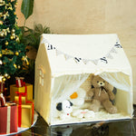 Kids PlayTent with 2 Built-in Storage Organizer Star Lights Mat Kids Tent Indoor DIY Decoration Playhouse for Toddler Boy and Girl Christmas Birthday