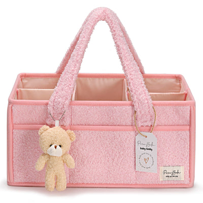 PeraBella Baby Diaper Caddy Organizer, Large Diaper Organizer Caddy for Changing Table, Newborn Nursery Essentials Storage Baby Basket, Portable Car Diaper Caddy Basket, Baby Shower Gifts Girl and Boy