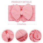 CÉLLOT 6 Pcs Super Stretchy Soft Handmade Headbands with Double Bows Head Wrap Nylon Hair Accessories For Newborn Baby Girls Infant Toddlers Kids(Pink)