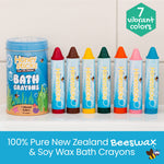 Honeysticks Super Jumbo Bath Crayons Non Toxic (7 Pack) for Toddlers 1-3 and Kids 4-8, Natural Beeswax Crayons, Food-Grade Colors, Fragrance Free, Non Irritating, Bath Toys for Bathtub, Shower, Gift