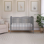 Dream On Me Chelsea 5-in-1 Convertible Full-Size Baby Crib in Steel Grey, GreenGuard Gold & BSA, Pinewood, 4 Mattress Heights, Converts to Toddler, Day & Full-Size Bed, Modern Classic Nursery