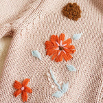 Simplee kids Baby Cardigan Hand Knitted Cardigan with Hand Embroidery Sweater Long Sleeve Baby Girl Coat for Winter and Autumn 6-12 Months B - Pink