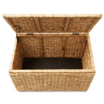 Casafield 30" Storage Chest with Lid, Handles, and Safety Hinge - Natural, Water Hyacinth Wicker Storage Trunk for Entry Way, Living Room, Bedroom