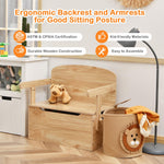 Costzon Kids Table and Chair Set, Convertible Toy Storage Bench with Built-in Handle for Kindergarten, Preschool, Kids Room, Playroom, Wood Reading Nook for Toddler Boys Girls Ages 3 to 7 (Natural)