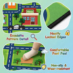 HBUFBUQ Kids Car Rug Play Mat 2.5x4 Feet City Life Road Traffic Carpet for Bedroom Playroom Non Slip Backing Washable Floor Mat for Boys Girls Educational Map with Zoo Ferris Wheel