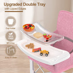 Baby Travel Booster Seat with Double Tray, BabyBond Upgraded Toddler Portable Baby Chair, Booster Seat for Dining Table, Stable and Foldable Booster Baby Chair for Indoor/Outdoor (Pink)